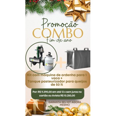 KIT COM MAQUINA DE ORDENHA E TANQUE PASTEURIZADOR