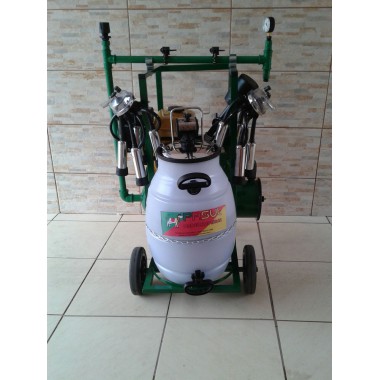 Ordenha móvel com 1 conjunto duplo com motor a gasolina (ordenha 2 vacas ao mesmo tempo)